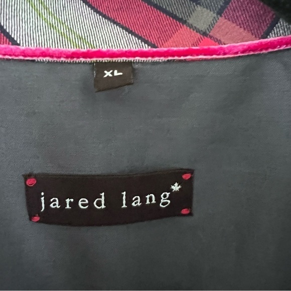 Jared Lang Button Front Shirt in Blue with Velvet Trim & Pink Plaid Contrast XL - Picture 11 of 14